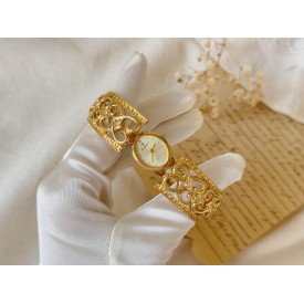 Gold Metal Cuff Women's Watch